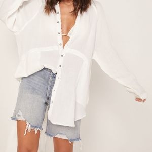 Free People Summer Daydream White Button Down
